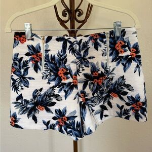 Sophie Rue High Waist Floral Shorts - Blue and Orange